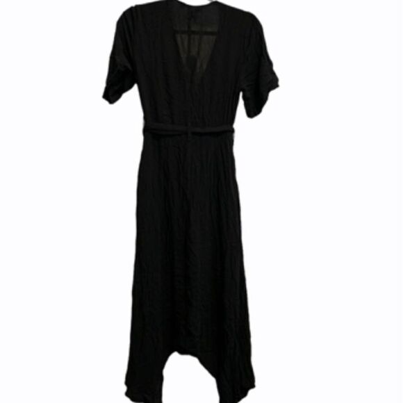 BANANA REPUBLIC Black Buckle Detail Asymmetric Wrap Dress NEW $89 - Picture 2 of 3